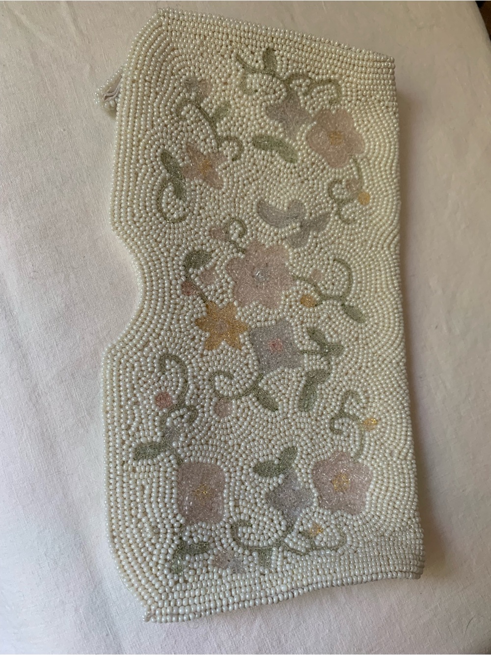 🌸1950s Japanese Hand Beaded Pastel Floral Clutch Vintage Purse Bridal - Picture 11 of 14